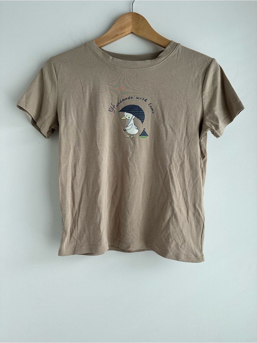 Handmade Duck Graphic Tee - Taupe